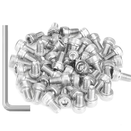 55 Pieces M5 x 6mm Socket Head Cap Screws, Thread Pitch 0.8mm, Sutemribor M5 Screws, 304 Stainless Steel, Fully Threaded, Silver - size: M5 x 6mm, style: Socket Head