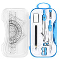 Unjoo Geometry Set 10 Pcs Student Supplies, Protractor and Compass (Blue） - color: Blue