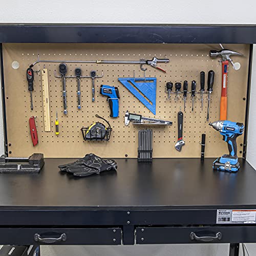Hiltex 53108 100 Piece Metal Peg Board Hooks and Accessories Set, Pegboard Hooks Assortment, Bins & Hooks for Crafts, Organizer for Garage, Peg Board Tool Utility Hook, 1/4 Pegboard Hooks Accessories - style: 100 Piece: Hooks, Basket, and Tray