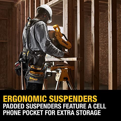 DEWALT Professional Tool Belt Organizer With Suspenders and 25 Pockets, Heavy Duty Construction (DWST540602) - size: One Size, style: Tool Rig w/Suspenders