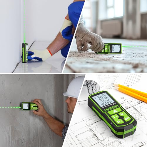 393FT Professional Green Laser Measuring Tool with Angle Sensor, Huepar 1/16in Accuracy Laser Distance Measurement Tool, Digital Laser Room Measuring Device, Laser Distance Meters