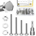 Mywish 5/16 Bolts, 85Pcs 5/16-18 Bolts and Nuts Kit with 1-1/2", 2", 2-1/2", 3" Hex Bolts Kit, 304 Stainless Steel 5/16 Screws Nut and Bolt Assortment Kit with 4 Common Sizes and Cross-Drilled Tail - size: 85 Pcs 5/16 Kit - Silver