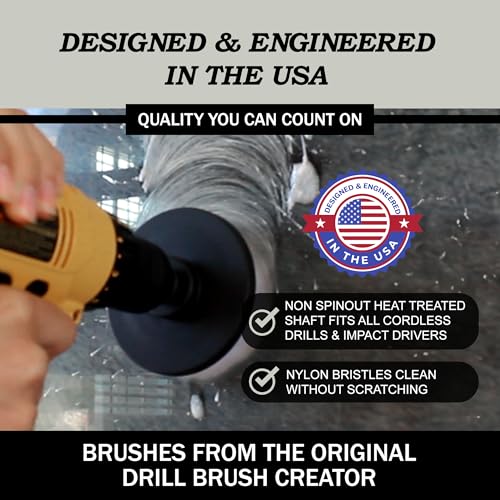 White Soft Interior Car Detailing Drill Brush Set - Nylon Auto Scrubber