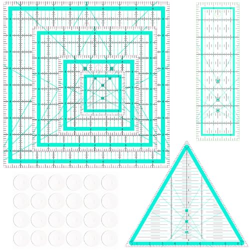 6 Quilting Rulers(3.5", 5", 8", 10",2.5"x8"),8.5" Triangle Quilting Ruler - color: light blue