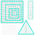 6 Quilting Rulers(3.5", 5", 8", 10",2.5"x8"),8.5" Triangle Quilting Ruler - color: light blue