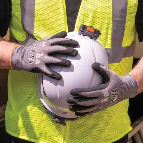 KLEIN TOOLS 60583 Work Gloves, Knit Dipped Cut Resistant ANSI A2 Nitrile Coated Gloves, HPPE Fabric, Touchscreen Capable, Small, 2-Pair - size: Small