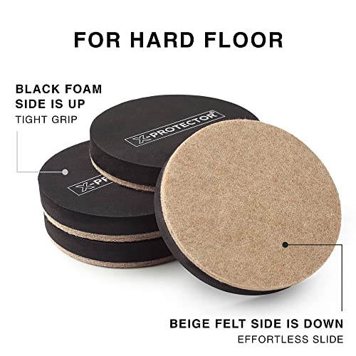 Felt Furniture Sliders Hardwood Floors X-PROTECTOR – 16 PCS 3 1/2"