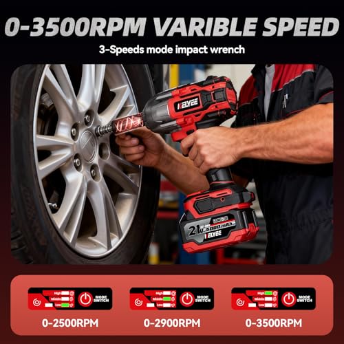 1/2" Cordless Impact Wrench 1107Ft-lbs(1500N.m) with 21V 2 Battery - color: Large