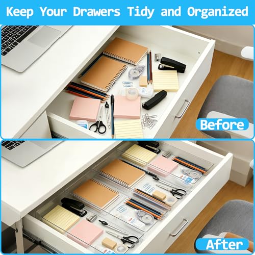 Manalete 8 Pcs Large Clear Plastic Drawer Organizer,12"x6" Vanity Organizer - size: 8 Pack 12"×6"