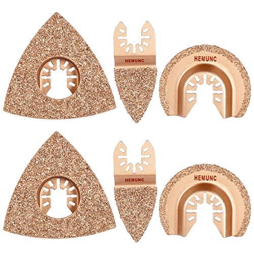 6pcs Universal Carbide Oscillating Saw Blades, HEMUNC Mixed Multitool Saw Blades - size: Assorted Carbide Blades Kit