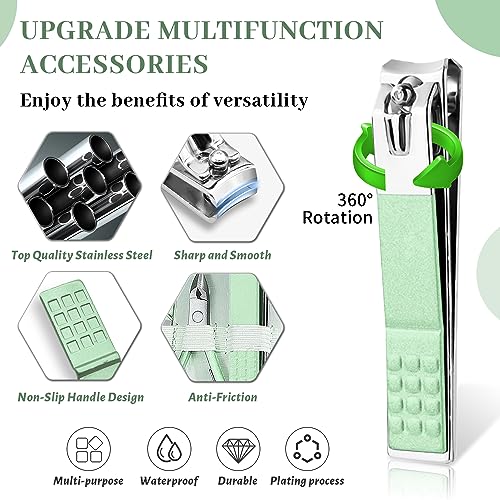 Manicure Pedicure Set, Nail Clipper Set for Men Women, Professional Manicure Kit Pedicure Kit, Nail Care Kit with Green Travel Leather Bag, Set 12 in 1 - color: green