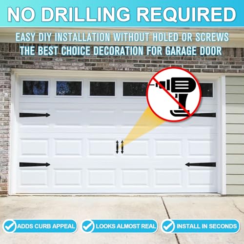 Magnetic Garage Door Hardware,Garage Door Magnetic Decorative Hardware 8 Hinges + 4 Handles for Iron Door,Easy Install,Durable & Waterproof (Classics Style,2 Pack) - style: Traditional