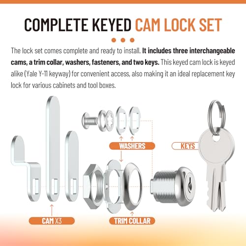 5/8" Cam Lock U 9941, for Drawers, Cabinets, File Boxes, 2 Sets - size: 5/8" Length