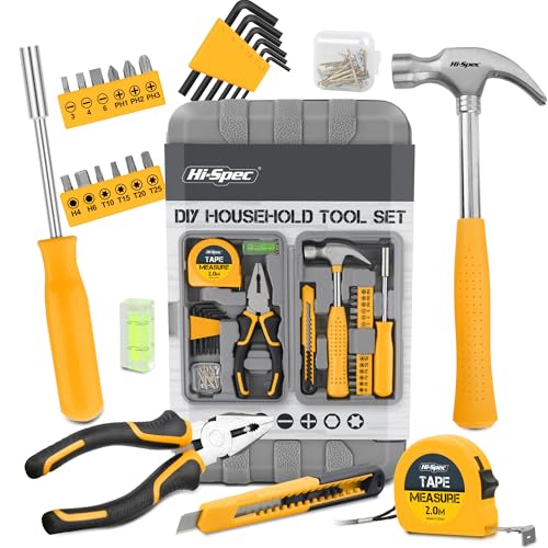 Hi-Spec Small Tool Kit Compact Set for Home and Office DIY, Yellow - color: Yellow
