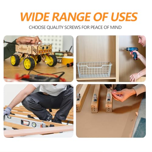 #8#10 Wood Screws Kit, 6 Sizes (1-1/4", 1-5/8", 2", 2-1/2", 3", 3-1/2") - color: Yellow