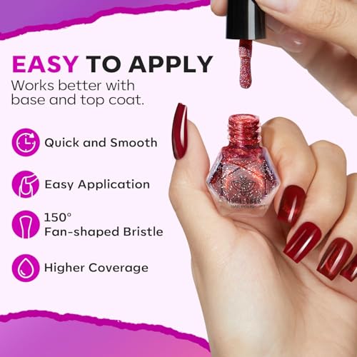 modelones Nail Polish Set, 6 Colors Red Green Purple Glitter Nail Lacquer - color: A3 Shimmer Night