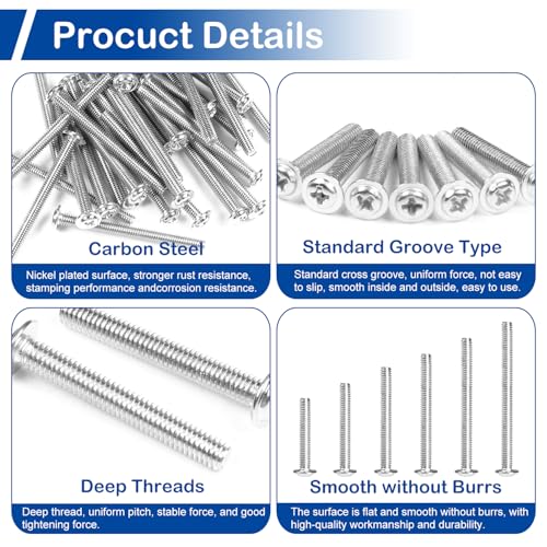 125Pcs Cabinet Pulls Knobs Screws Assortment Kit, M4 x 25/30/35/40/45/50mm - size: M4 x 0.98/1.18/1.38/1.57/1.77/1.97"