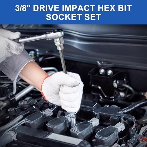 20PC Extra-Long Allen Hex Bit Socket Set, S2 Steel Hex Head Socket