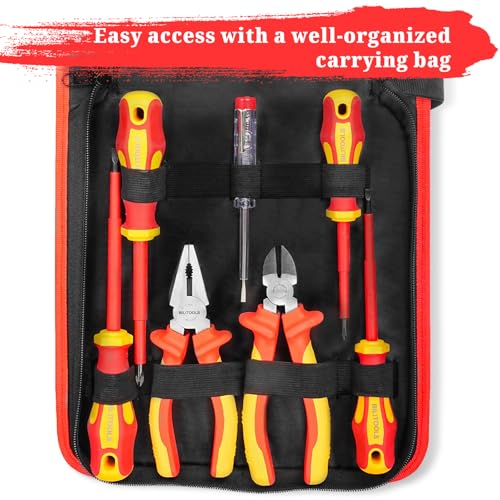 BILITOOLS 1000V Insulated Electrician Screwdriver & Pliers Set - 7pcs Electrical Tools Kit with Magnetic Phillips, Slotted Screwdrivers, VDE & GS Certified - color: 7pc Screwdriver & Pliers Set, size: Insulated Screwdriver Set