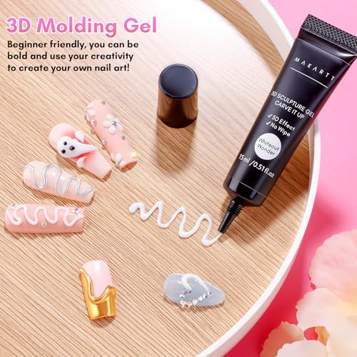 Makartt 3D Nail Gel, 15g Sculpting Gel Glue for Molding and Drawing - color: A06-Whiteout Wonder