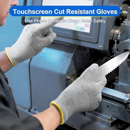 Dowellife Cut Resistant Work Gloves for Men & Women - ANSI A5 & EN388 Level 4, Breathable PU Coated, Grey Non-Marking - for Gardening, Fishing, Automotive, Construction, Wood Carving (Small, Grey) - size: Small (Pack of 2)