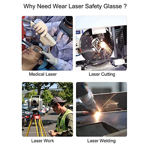 190nm to 560nm Laser Safety Glasses, OD4+ Laser Glasses Eye Protection - color: Orange&black