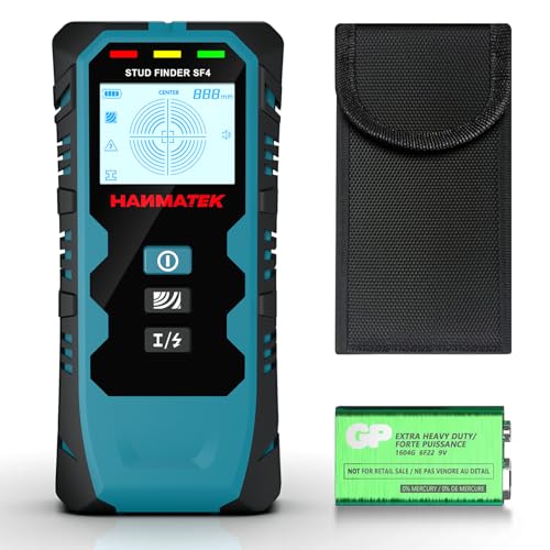 HANMATEK Stud Finder Wall Scanner,5 in 1 Multifunction Stud Locator with Upgraded Smart Sensor Audio Alarm HD LCD Display, Stud Finder Tool for The Center Edge of Metal, Studs, Plaster,AC Wire,Pipe