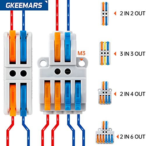 65 Pcs Compact Wire Splicing Connectors Assortment Pack, Multi-Conductor Lever Quick Wiring Terminals AWG 28-12