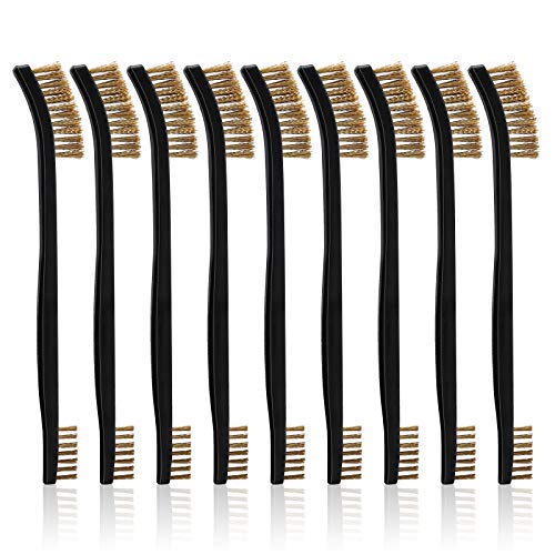Accmor Scratch Brush Set for Gun Cleaning, Double-Ended Wire Bristle Brushes 9 Packs, All Purpose Gun Cleaner Kit, Handy Brass Scrub for Cleaning Welding Slag/Paint/Rust/Dirt - style: 9Pcs Bronze
