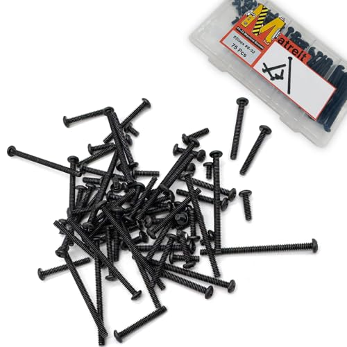 75 Pcs 5Sizes Black #6-32 Machine Screws Knob Screws Cabinet Screw Electricians Screw, Carbon Steel Zinc-Plated Phillips Pan Head Machine Bolts Assortment Kit - size: Black #6-32-5Size-75P