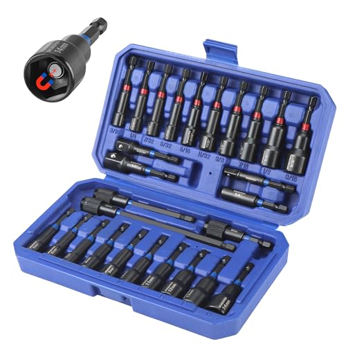 WORKPRO 27 PCS Magnetic Nut Driver Set with Quick-Release Extensions - size: 27PCS Magnetic Nut Driver Set