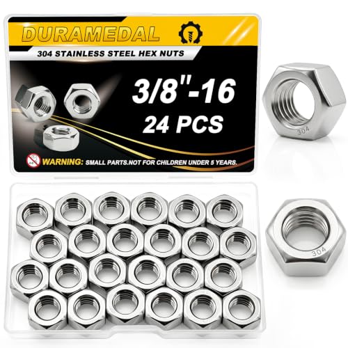 24Pcs 3/8-16 UNC Hex Nuts 304 Stainless Steel A2-70 Heavy Duty - size: SAE 3/8-16;24pcs