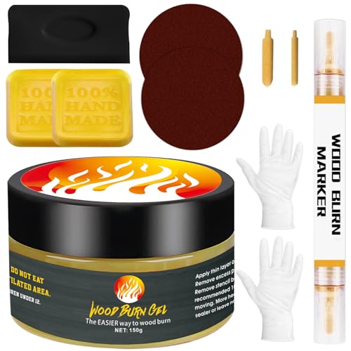 EIGTWEN 11pcs Wooden Burning Paste Kit, 4oz Heat-Activated Burn Gel