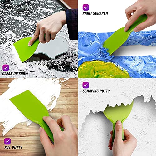 10Pcs Putty Scraper 4" Plastic Flexible Putty Knives,Large Size Pack,Disposable Spreader Flexible Plastic Paint Scraper Tool for Spackling, Taping Drywall Wall Painting (4" - 10Pack)
