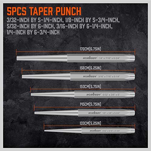HORUSDY 16-Piece Punch and Chisel Set, Including Taper, Cold Chisels, Pin, Center - size: 16-Piece