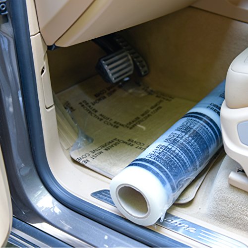 CARCAREZ Clear Adhesive Car Carpet Protector Film Roll, Sticky Disposable Car Floor Mats Protector Cover Sheets, 24" x 600' - size: 600 ft