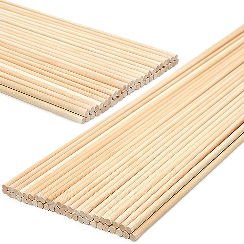 Leinuosen 50 Pcs Dowel Rods Wood Sticks 5/16 x 36 Inch Long Unfinished Wooden Dowel Rods for Crafts Wooden Closet Rod for Closet Building Mixing Creating Painting DIY Craft Projects - size: 5/16 x 36 Inch