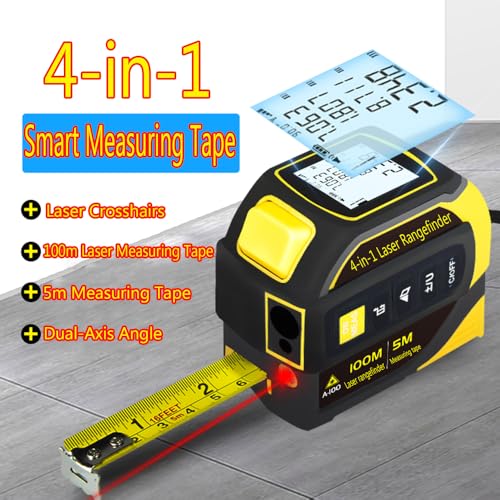 4-in-1 Laser Digital Measuring Tape & 80m/262ft Laser Distance Meter - color: Yellow, size: Laser 262 ft