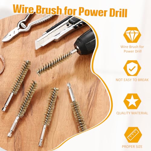 Geiserailie 5 Pieces Wire Bore Brush Drill Hex Shank, Copper - style: Copper