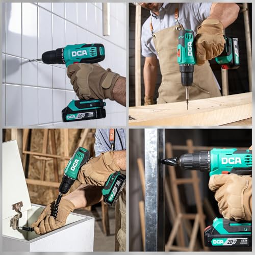DCA Cordless Drill Set, 354 in-lbs Torque, 3/8" Keyless Chuck, Electric Power Drill with 2.0Ah Battery and Charger,18+1 Position,25-Piece 20V Drill Driver Kit, ADJZ2035 - size: 1*Battery