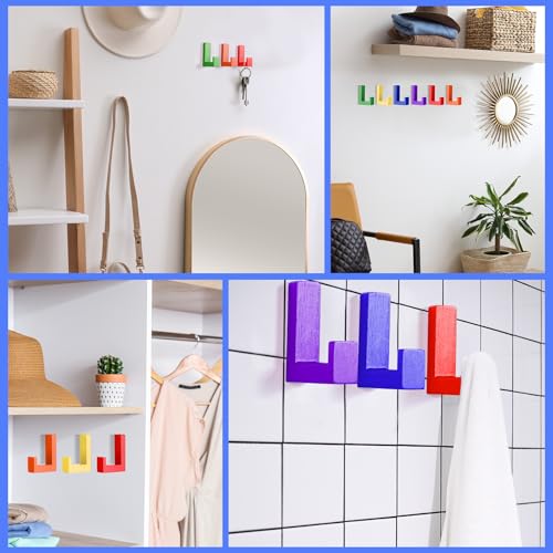 Teenyyou 6 Pcs Cute Kids Wall Hooks Adhesive for Backpack Rainbow - color: Rainbow