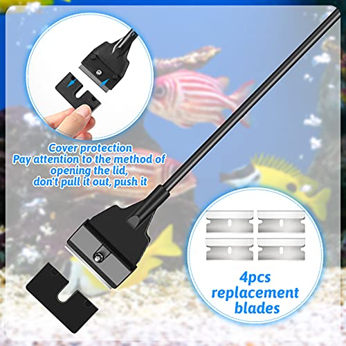 Honoson Aquarium Scraper 21.65 Aquariums Fish Tank Scraper Cleaner Kit with 5 Stainless Steel Blades Long Handheld for Fish Reef Plant Glass Tank