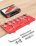 TANYO Shelf Pin Jig and Hinge Jig 2 In 1, 1/4 Inch Adjustable, 7 Hole - color: Red, size: 7 Hole