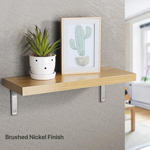SAYAYO Wall Shelf Bracket 6 x 5 Inch, Stainless Steel Heavy Duty L Bracket - color: Brushed Nickel, size: 6 x 5 Inch (4 PCS)