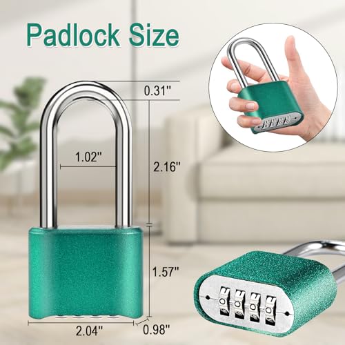 Faburo 2pcs Combination Lock, 4-Digit Heavy Duty Combo Lock - color: 2pcs-Long-Green