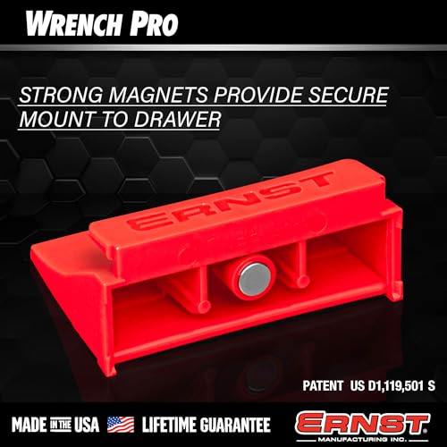 Ernst Manufacturing Wrench Pro - Modular Wrench Organizer for 20 Tools with Magnetic Base (Patented) Green - Made in the USA - color: Green