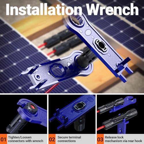 Preciva Solar Crimper Tool Kit, 10 Pairs MC4 Connectors & 2 Wrench, 1 Ratcheting Crimper for 13-9 AWG (2.5-6mm²) Cable, Waterproof PV Connector Assembly Kit with Carry Case for Solar Installation