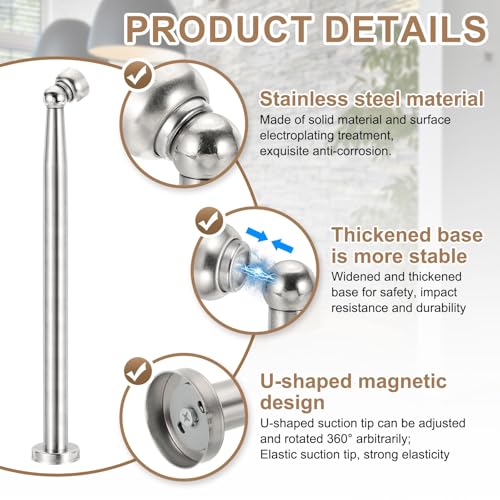 uxcell 13.4" Magnetic Door Stoppers, Wall Floor Mounted Magnetic Door Catch Holder, Stainless Steel Door Stops for Bedroom, Bathroom, Kitchen, Office, Silver - size: 13.4"