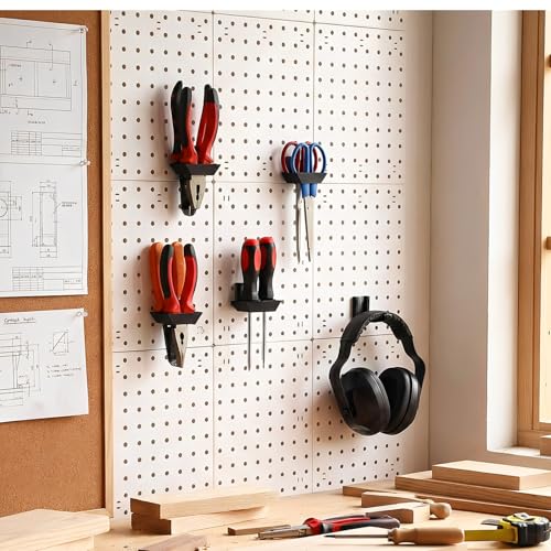 Zonon 4 Pcs Pegboard Scissor Holder Double Hole Black Plastic Hangers - color: Black, size: Double Hole