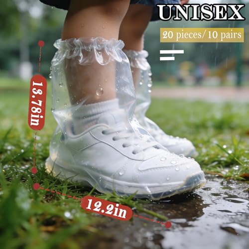 20 Pcs Individually Packaged Kids Waterproof Shoe Covers, Disposable Clear Kids Shoe Ponchos, Anti-Slip Plastic Kids Rain Shoe Covers, Perfect for Kids, Small Feet & Disney Trips (Kids, 20Pcs) - size: Kids S 20Pcs